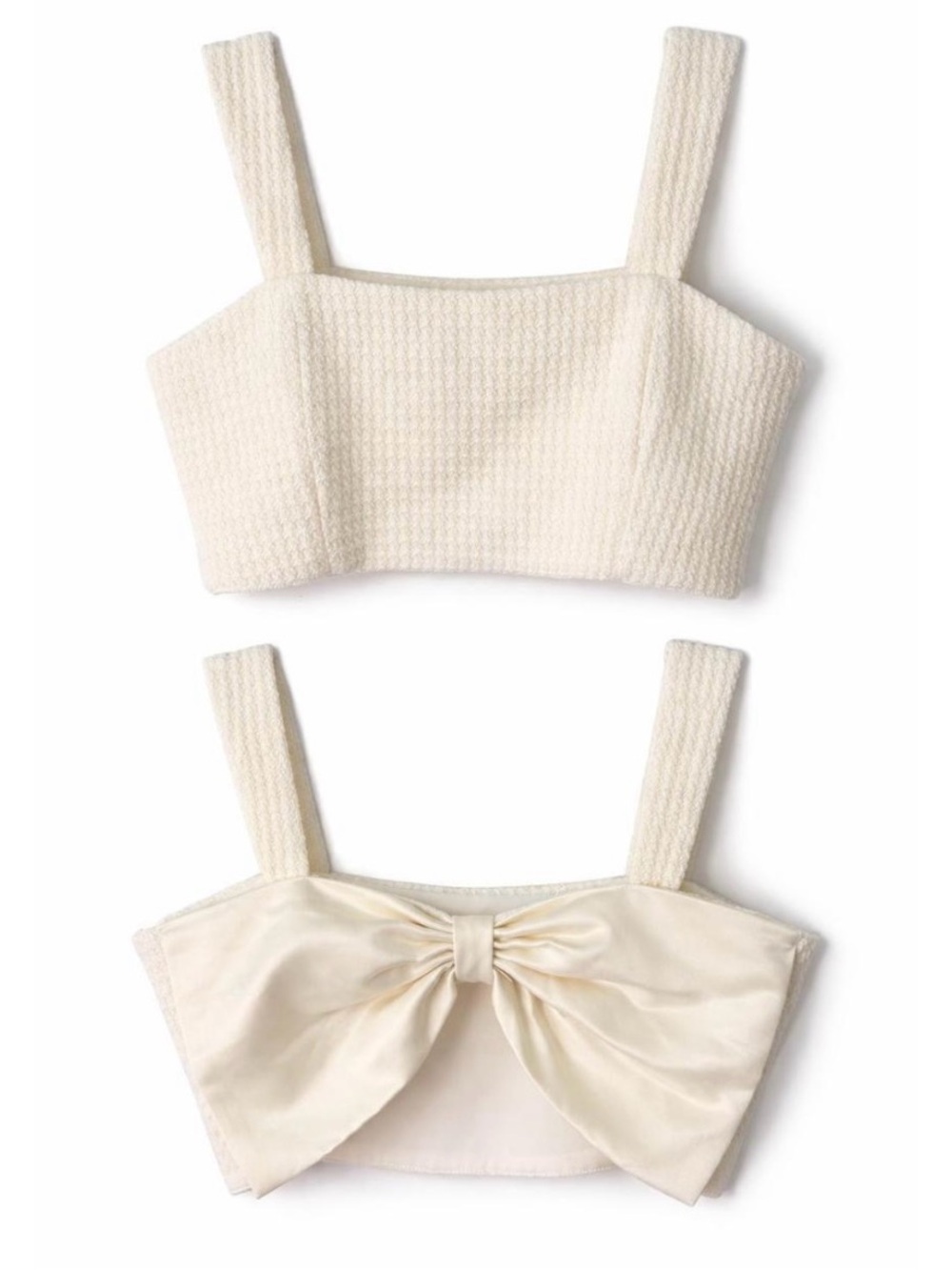 Altar’d State Cream Textured Bow-Back Crop Top Size L